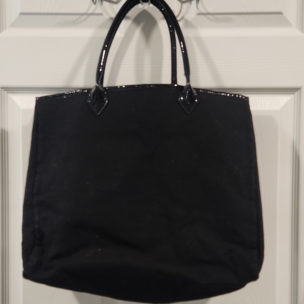 Victoria's Secret Black Tote with Pink Script Logo - Picture 2 of 5